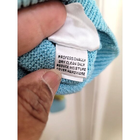 Vintage ST. JOHN SPORT Blue & Green Knit Hooded Cardigan Sweater With Pockets & - Picture 10 of 16